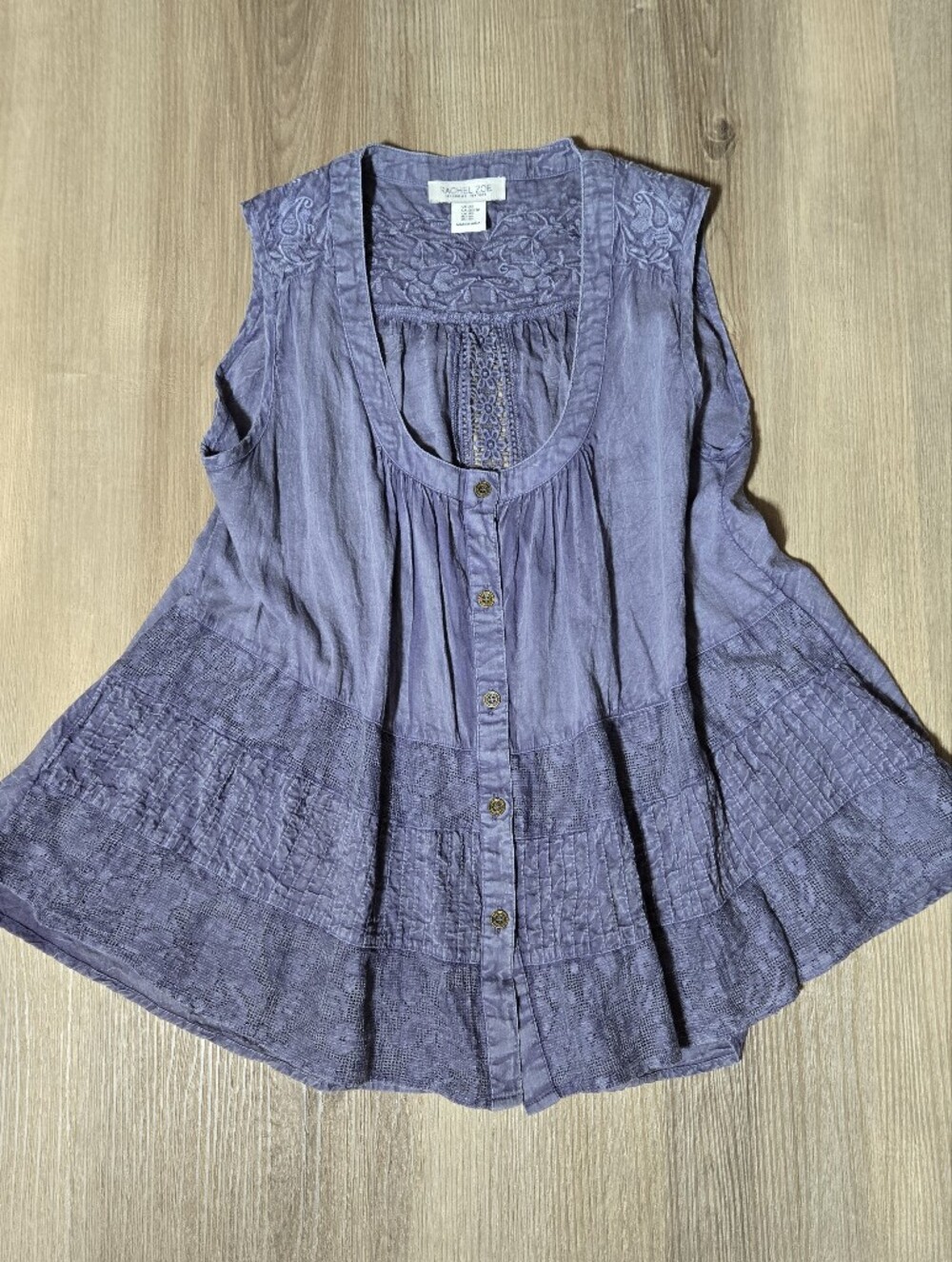 Rachel Zoe Lavender Purple Sleeveless Button Front Peasant Top